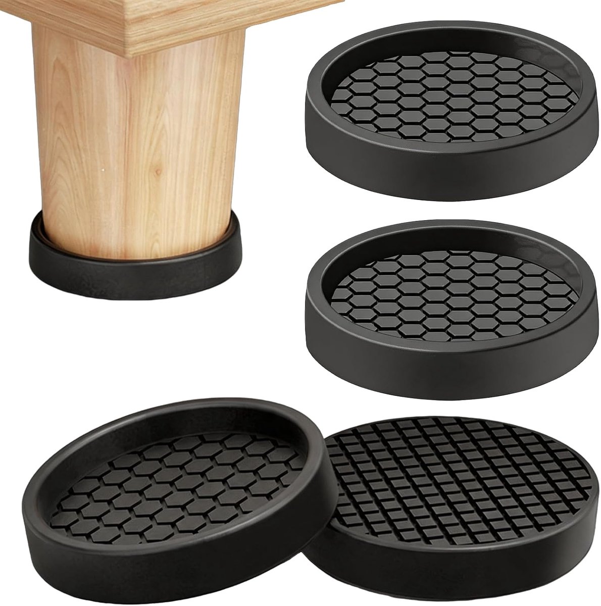 Rubberen meubelonderleggers 4 stuks - rond - antislip - vloerbescherming voor meubels - ShopVlot