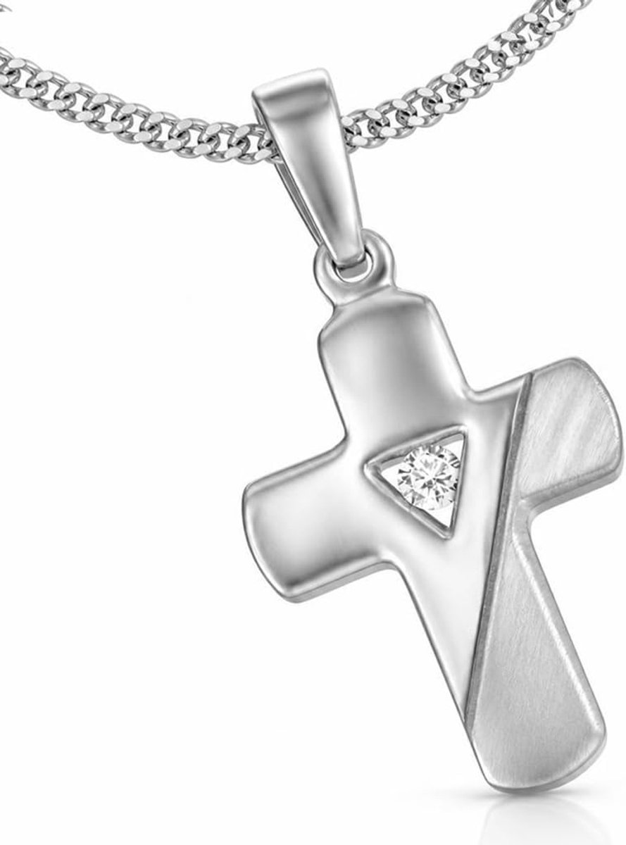 Hangerset mini kruis 15mm - zilver 925 - matte en glanzende afwerking - perfect voor kinderen - ShopVlot