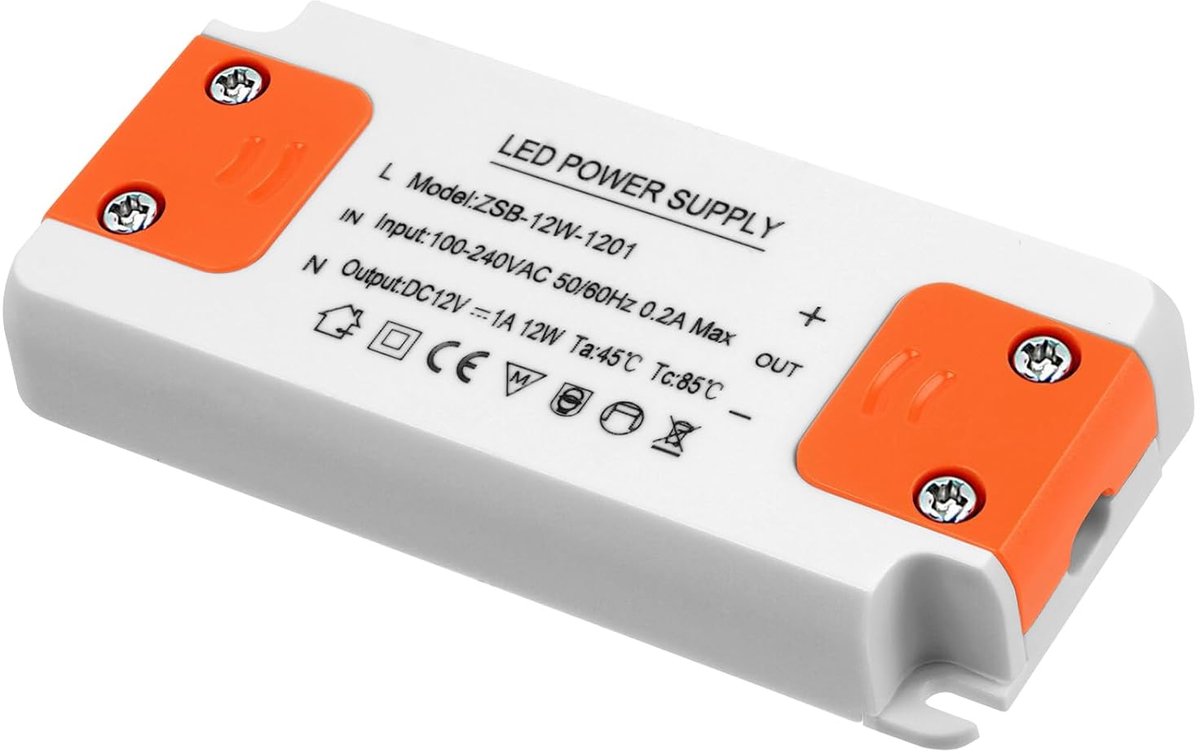 LED transformer 12W - 12V 1A constant voltage - niet dimbaar - ideaal voor LED strips - ShopVlot