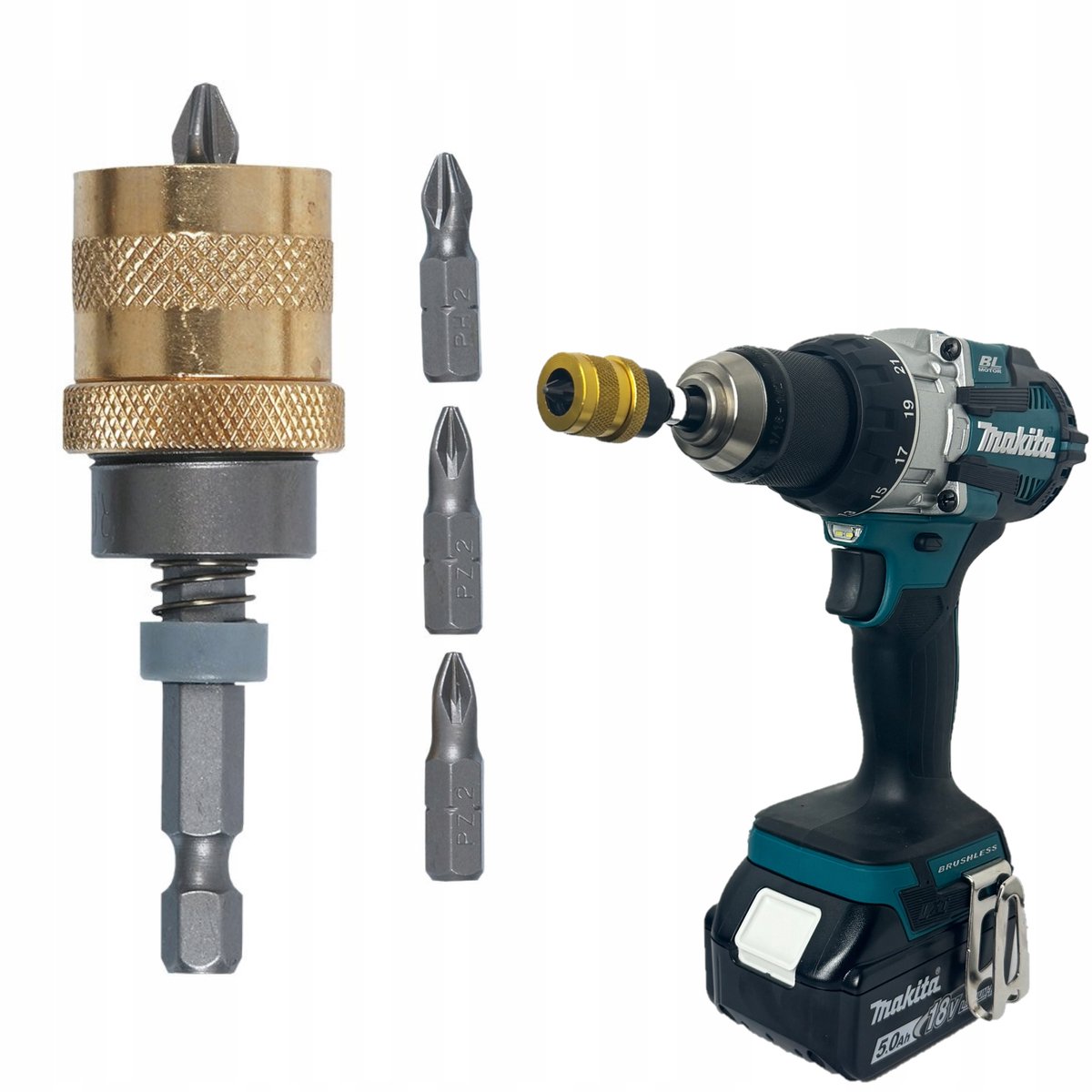 Bit houder met diepte-instelling 1/4" 65mm + 4 bits
