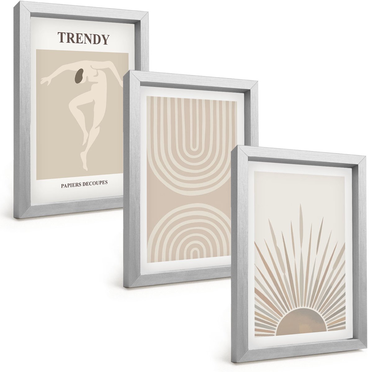 Tulup 4-Delige Schilderij Set - Pastelposters, modieuze boho-abstracties - 20 x 30 cm - Muurdecoratie - Schilderijen Set - Woonkamer