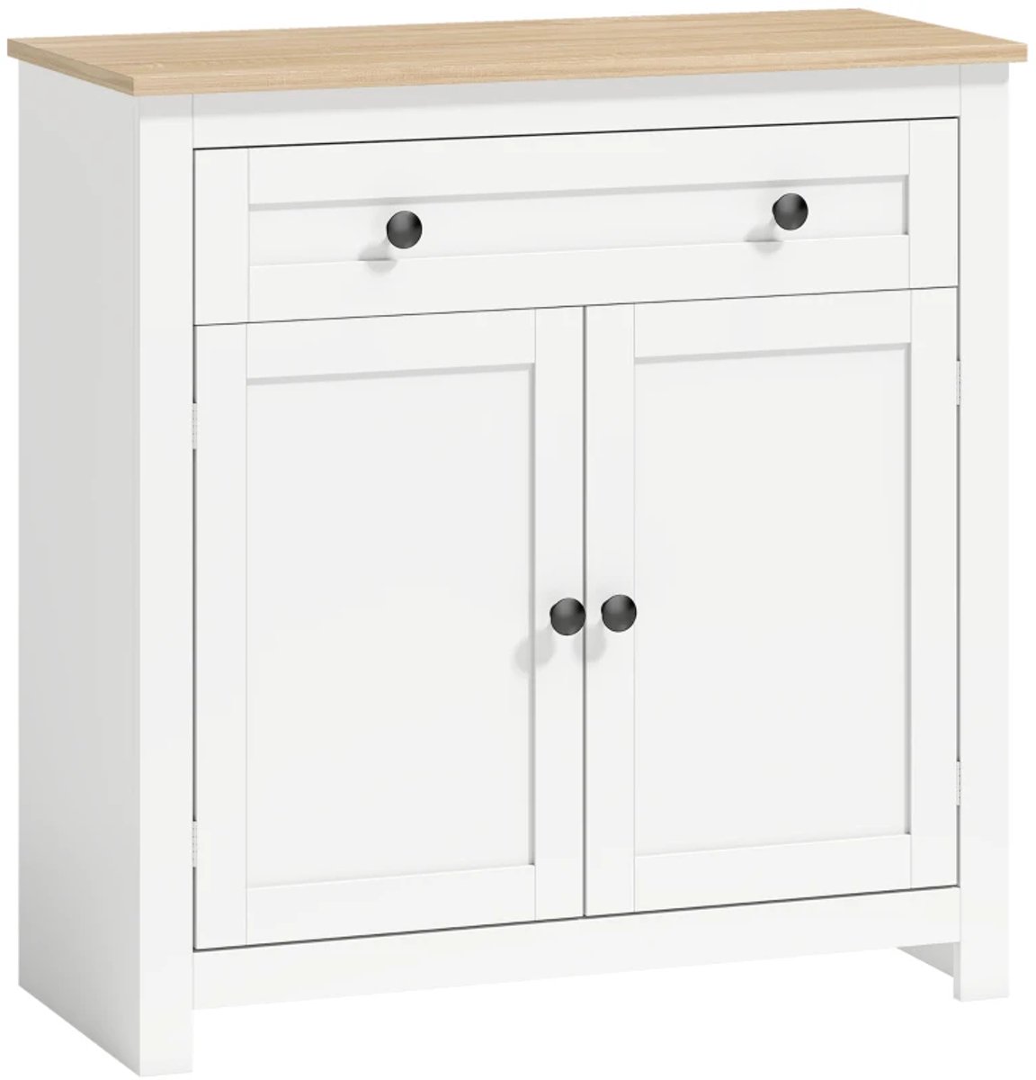 Dressoir keukenkast - Lade - Dubbele deur - Verstelbare plank - Voor de woonkamer - 78,5 x 35 x 80 cm - Wit