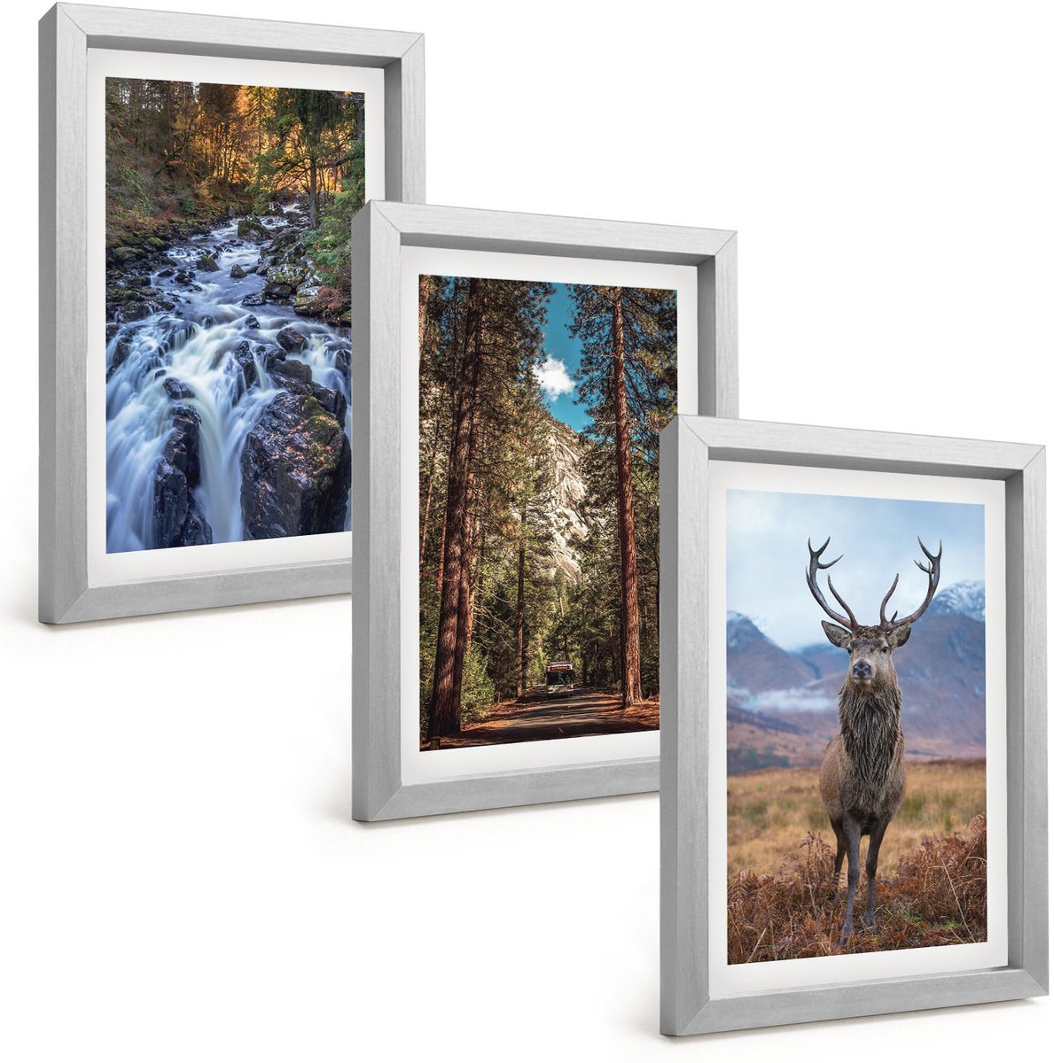 Tulup 4-Delige Schilderij Set - Waterval in het bosgebergte en herten in de natuur - 20 x 30 cm - Wanddecoratie - Muurdecoratie - Woonkamer - Moderne Wanddecoratie