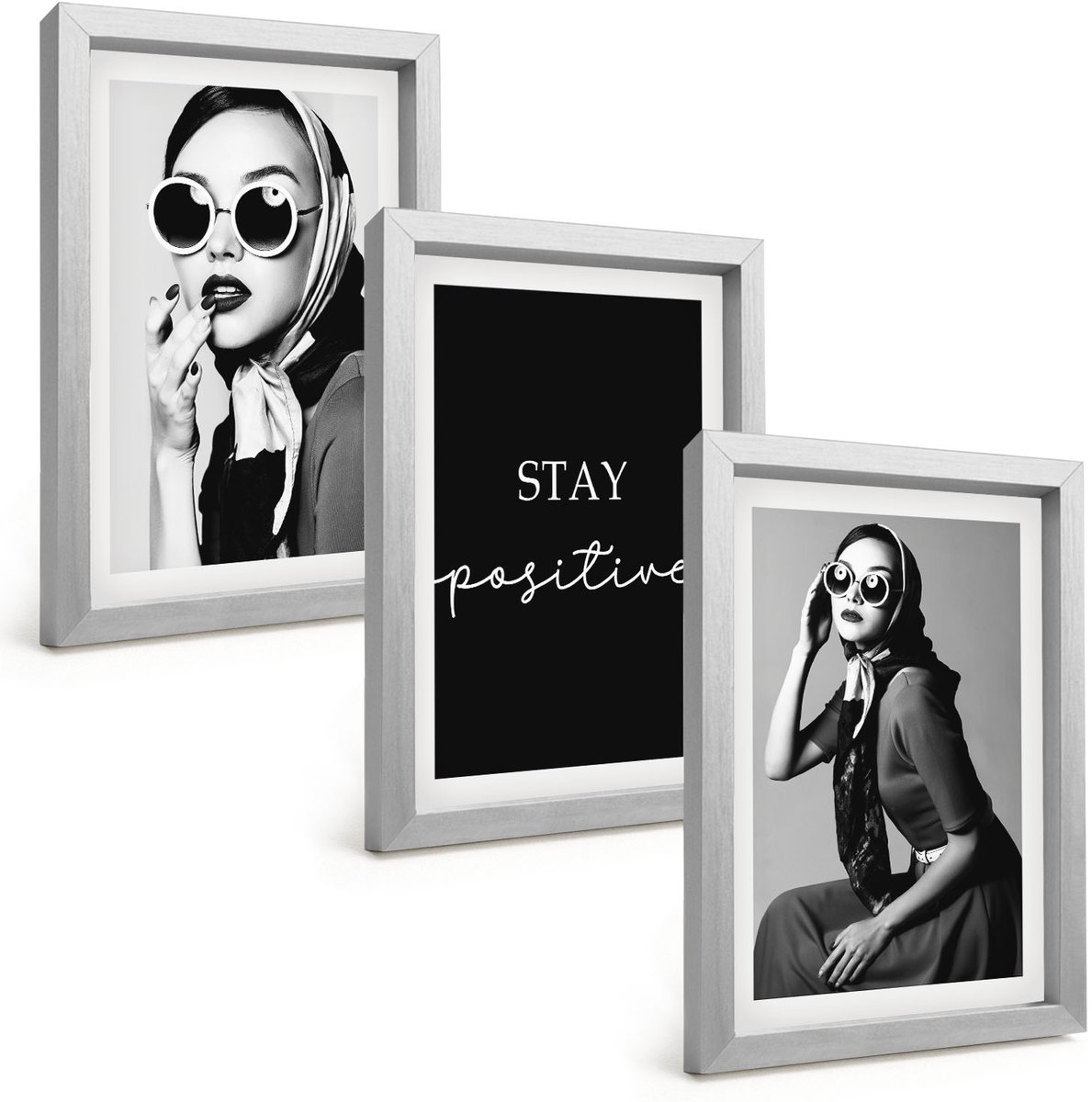 Tulup 4-Delige Schilderij Set - Stijlvolle portretten van vrouwen met zonnebrillen - 20 x 30 cm - Stijlvolle Muurdecoratie - Kantoor - Moderne Wanddecoratie