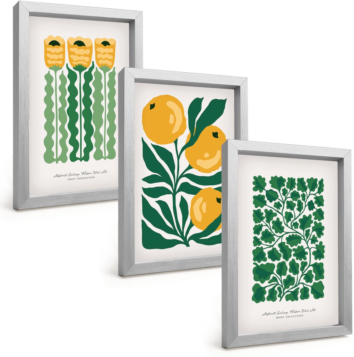 Tulup 4-Delige Schilderij Set - Plantenpatronen met bloemen en bladeren (posters) - 20 x 30 cm - Wanddecoratie - Schilderijen Set - Interieur - Stijlvolle Muurdecoratie