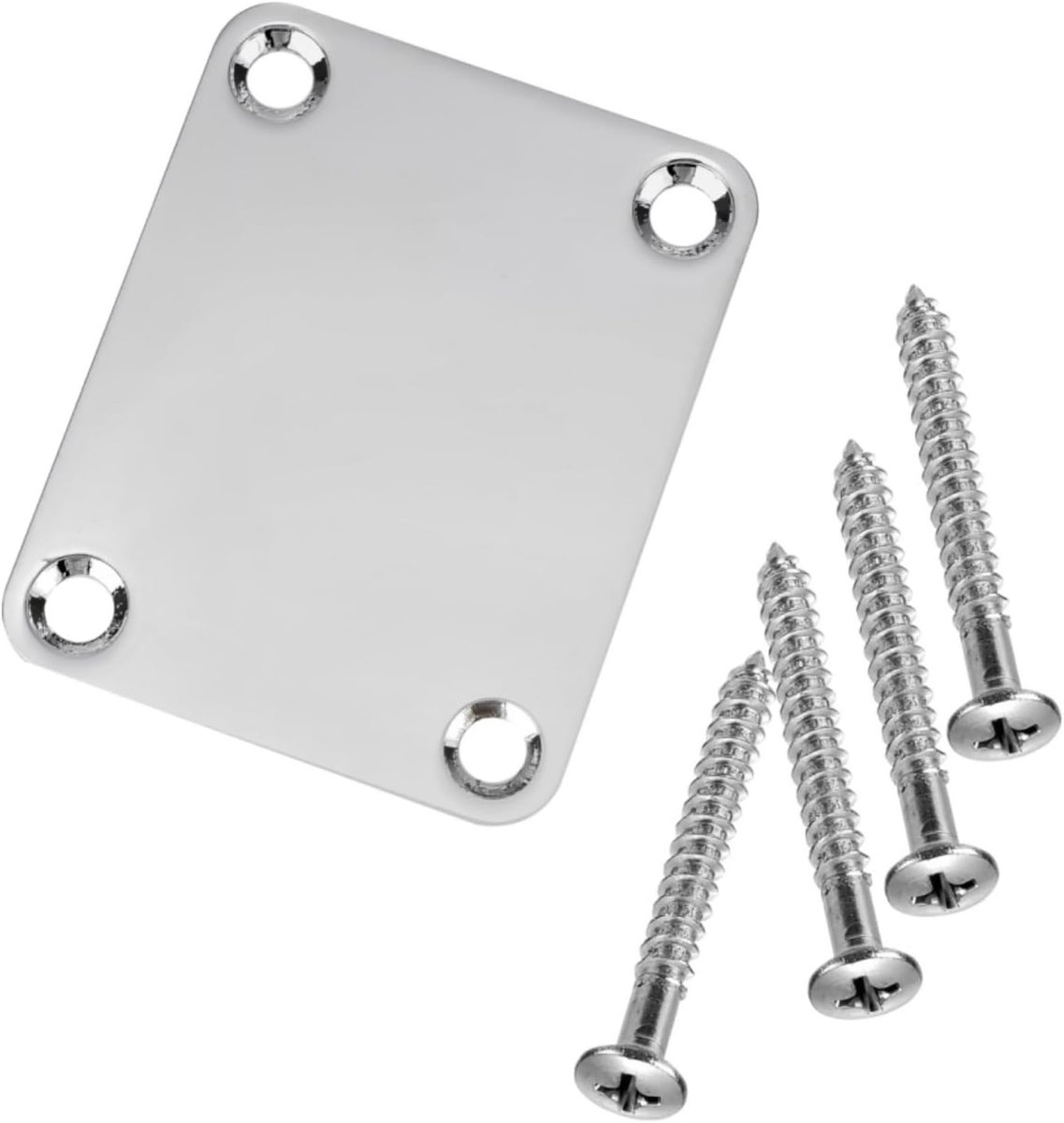 Chrome Neck Plate For Electric Guitar With One Plastic Mat Four Mounting Screws - ShopVlot