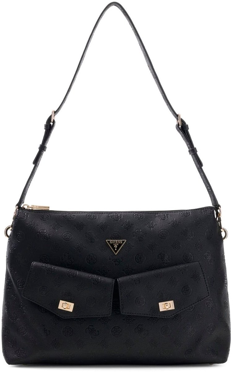 GUESS schoudertas Blake Hobo Black Logo zwart