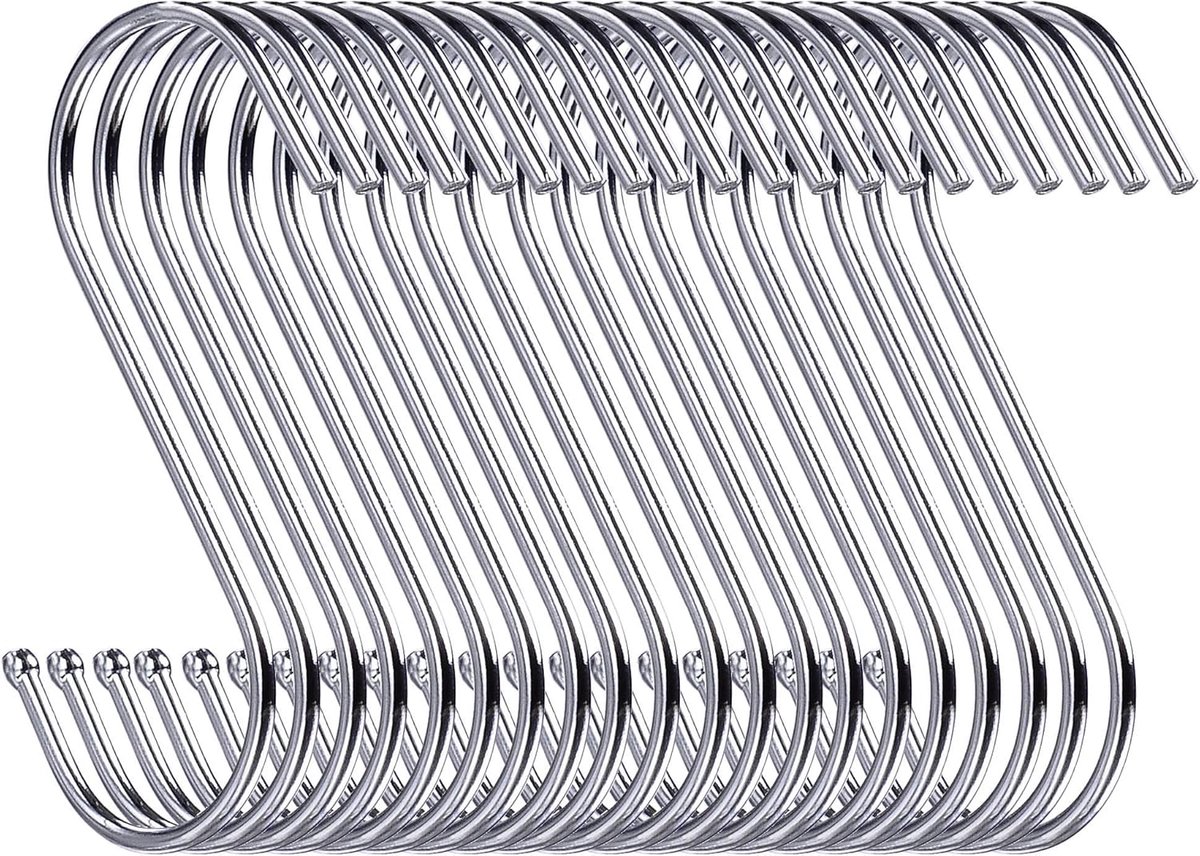 S-haken set van 20 - 9 cm - zilver - ideaal voor keukenorganisatie - ShopVlot