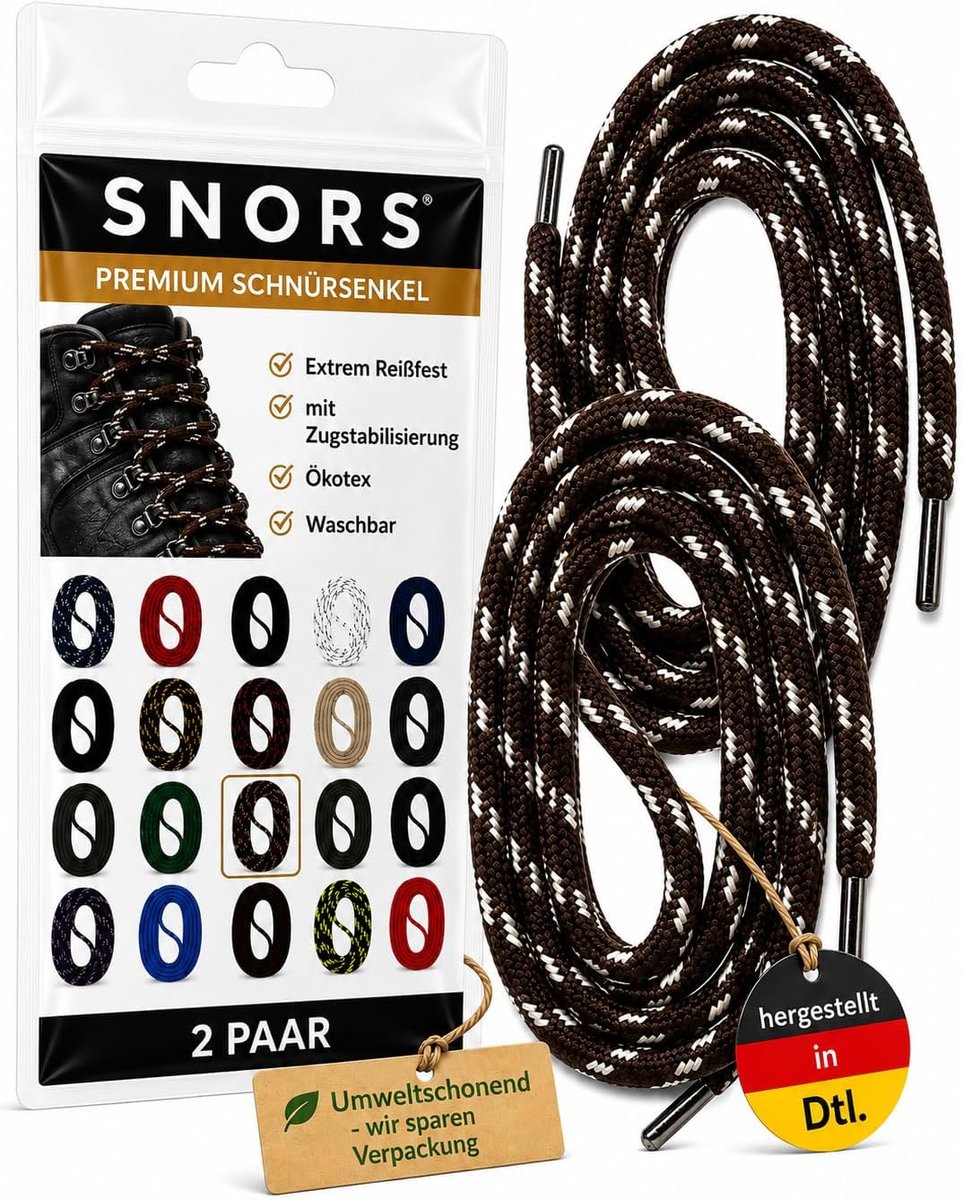 SNORS shoefriends Laces Round Safety Unisex-Adult Shoelaces (2-Pack), Dark Brown Light Grey - ShopVlot