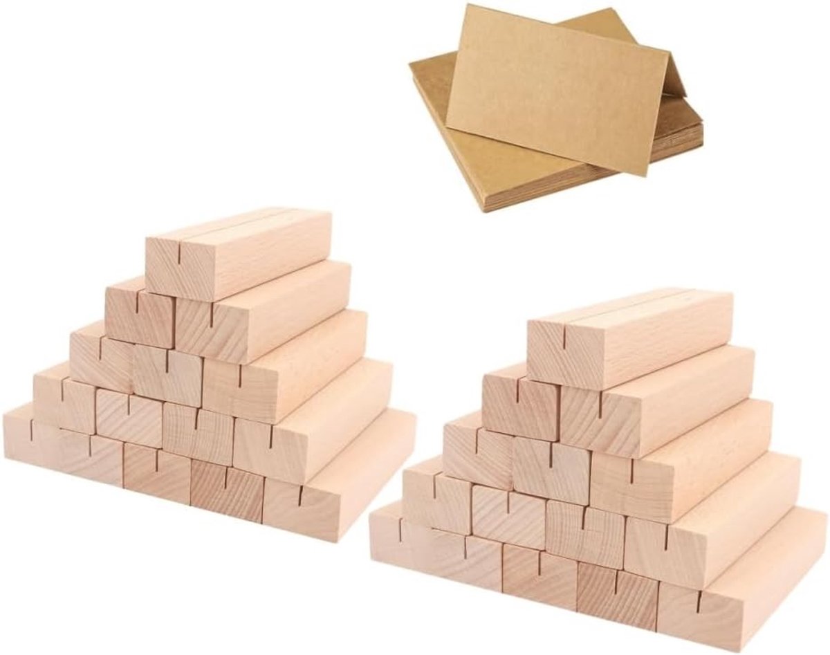 Kaarthouder fietsstuur - Houtkleur - 7 x 2,3 x 1,7 cm - Beukenhouten Kaarthouder - Voor Restaurants en Feesten