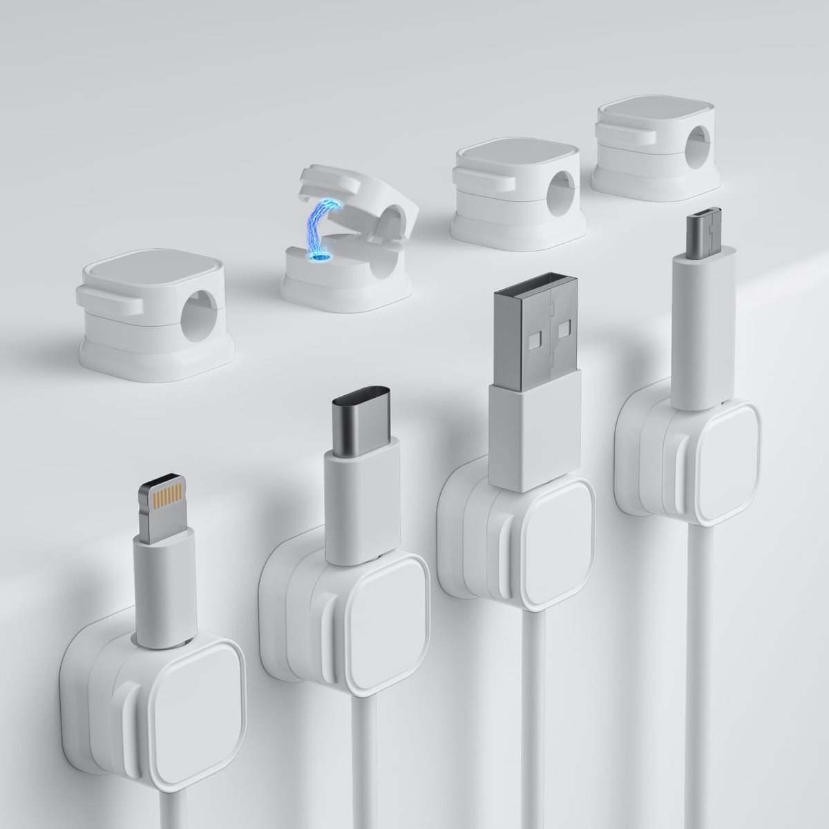 RCIDOS Cable Holder for Desk, 8 Pack Cable Holders, Magnetic Cable Clips, Cable Organizer, Cable Holder, Magnetic - ShopVlot
