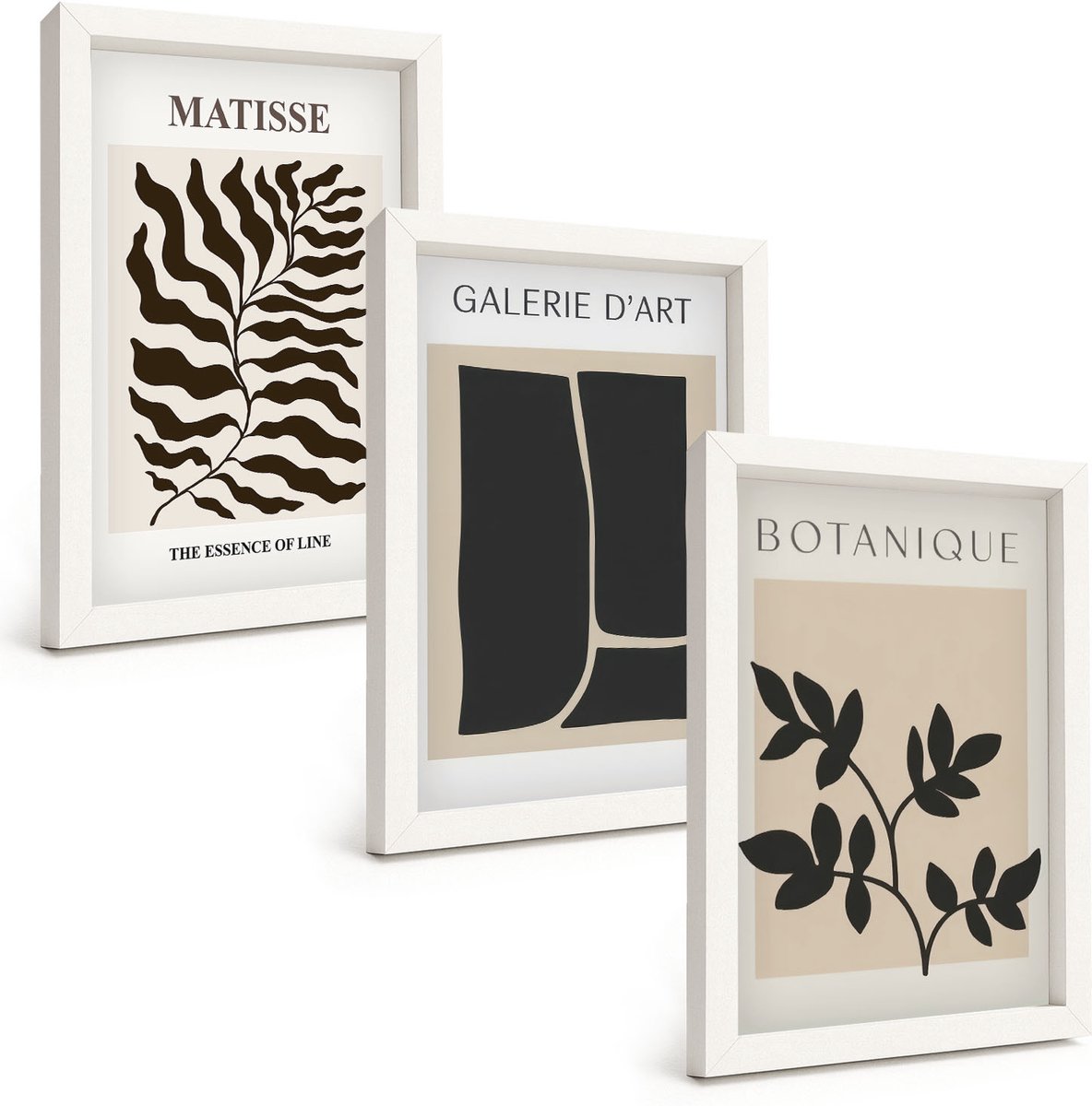 Tulup 3-Delige Schilderij Set - Minimalistische posters met plantenpatronen en abstracte kunst. - 20x30 - Decoratieve Muurdecoratie - Slaapkamer - Wanddecoratie
