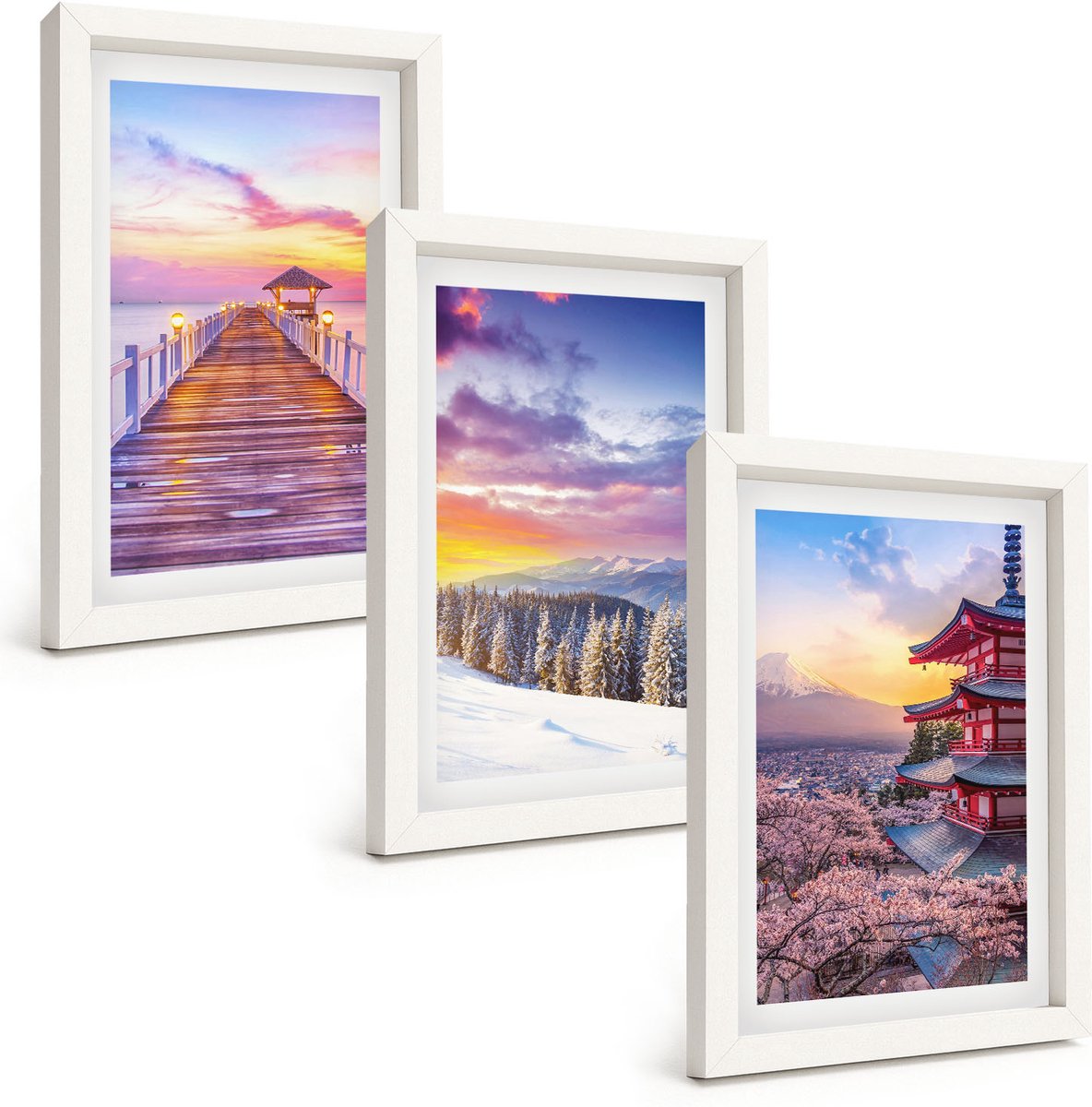 Tulup 3-Delige Schilderij Set - Romantische landschappen met schilderachtige luchten - 20x30 - Muurdecoratie - Wanddecoratie - Hal - Decoratieve Schilderijen