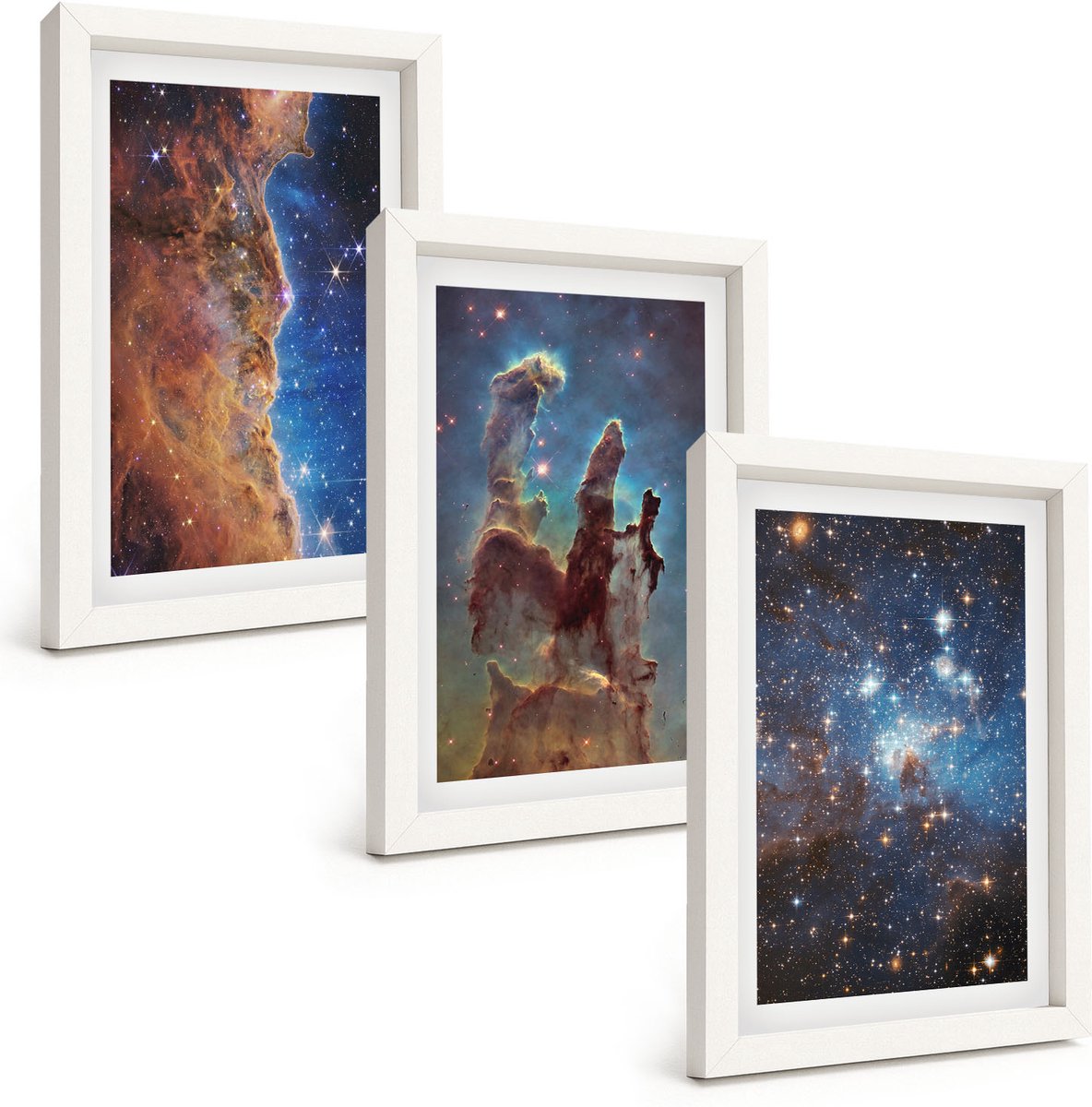 Tulup 3-Delige Schilderij Set - Ruimtelandschappen met sterrenstelsels en nevels - 20x30 - Wanddecoratie - Moderne Interieurdecoratie - Woonkamer Decoratie