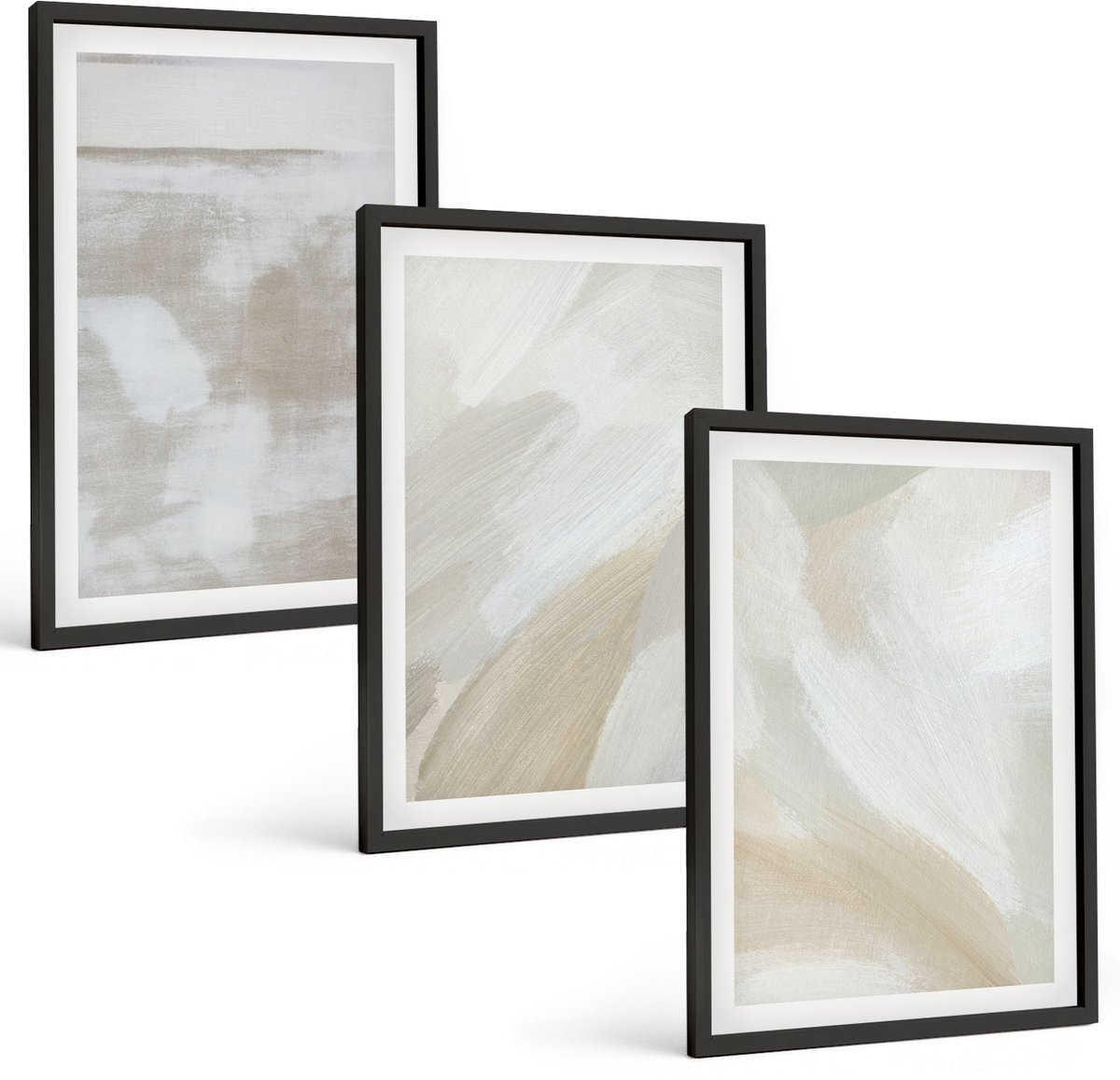 Tulup 4-Delige Schilderij Set - Abstracte penseelstreken op canvas - 40 x 60 cm - Muurdecoratie - Wanddecoratie - Slaapkamer - Stijlvolle Muurdecoratie