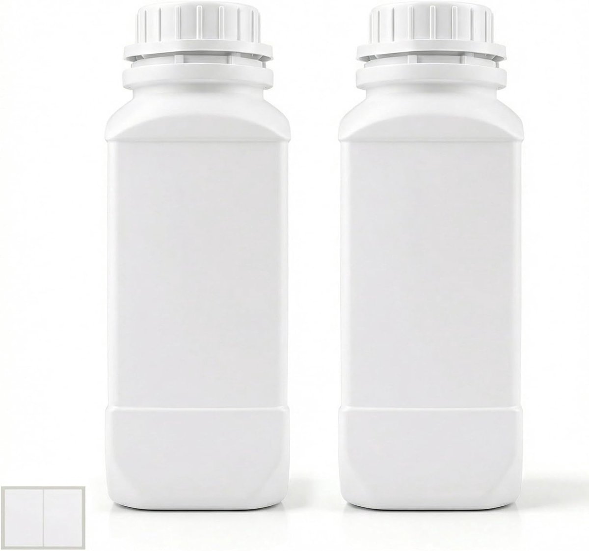 KGGZKG 2 stuks 1000 ml Weithalsflessen met schroefdop HDPE laboratoriumfles 1L kunststof flessen weithalsfles - ShopVlot