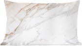 Coussins Coussins décoratifs - Oreillers Salon - 60x40 cm - Marbre - Pierre - Wit - Or - Aspect marbre - Pierre - Luxe