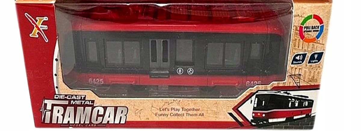 Metalen Tram 1:90 met Deuren, 20x5cm - Keuze uit Kleur