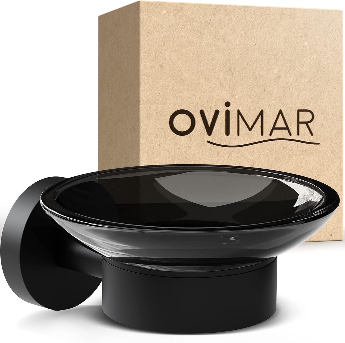 ovimar Dutch Soya Soap Dish with Holder for Wall Mounting Stainless Steel Black for Drilling Removable Glass for - ShopVlot