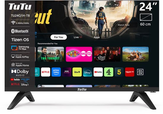 TuTu Tizen Smart TV - LED HD - 24 inch/61 cm - Streaming apps - AirPlay -...