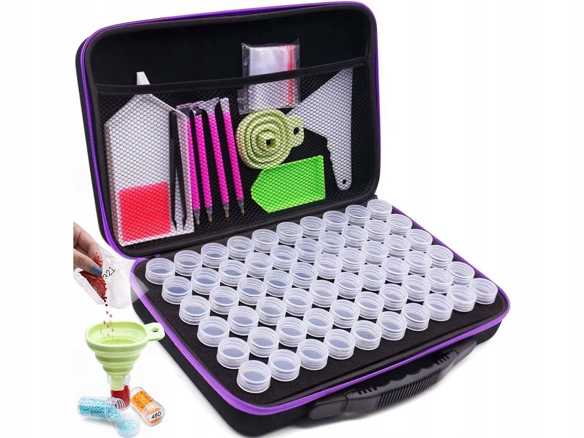Diamond Painting Accessoires Set: Etui met 60 Bakjes