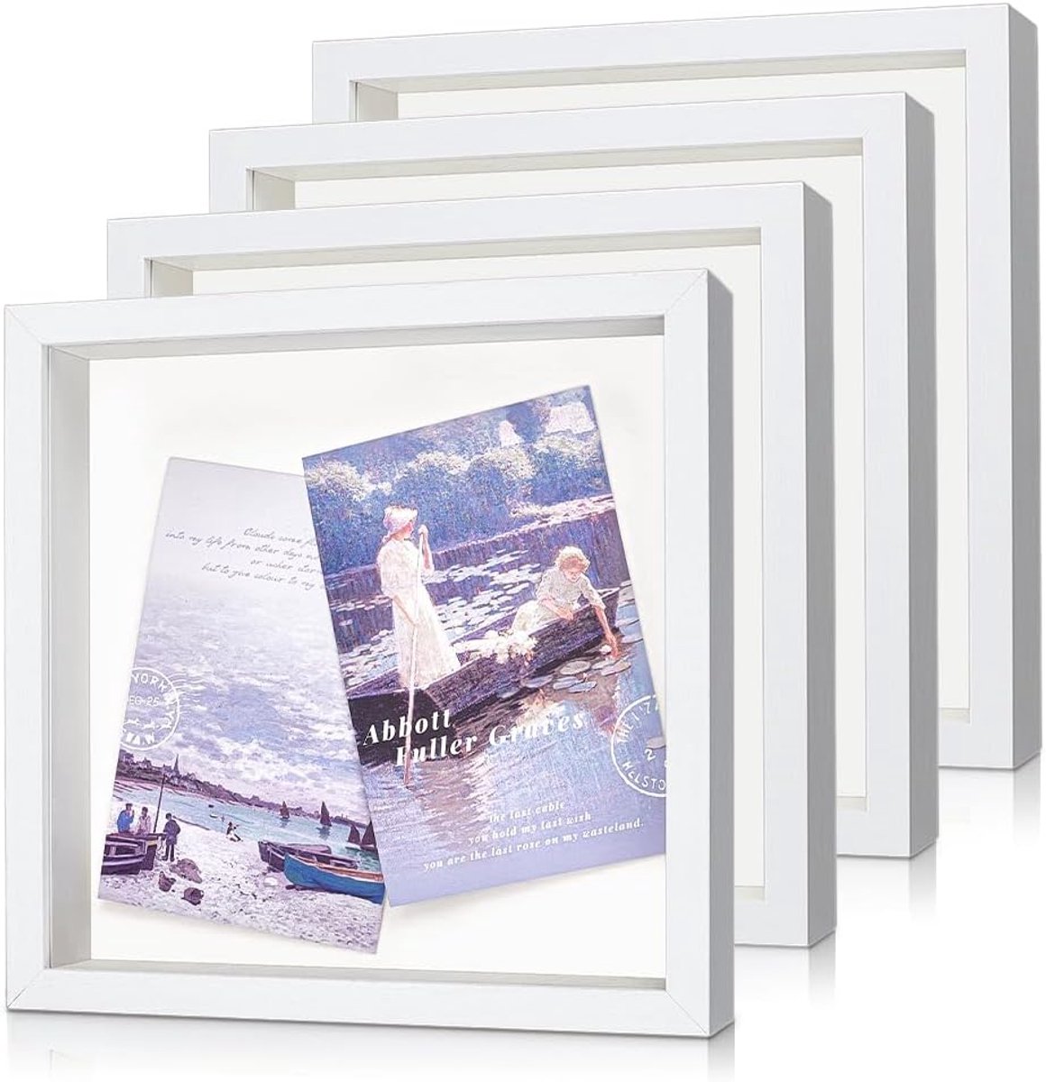 Set of 4 Shadow Boxes, Reminder Box, 20.3 x 20.3 cm, Small Shadow Boxes Top to Fill Display Case with Slot for Concert - ShopVlot