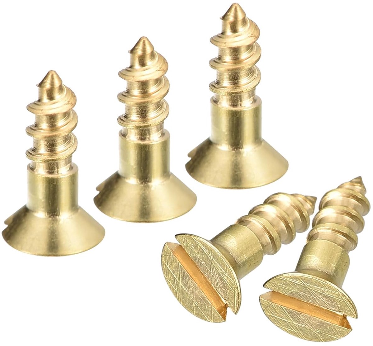 sourcing map Brass Wood Screws, 40pcs M3 x 10mm Slotted Drive, Countersunk Head Self Tapping Screws for Woodworking - ShopVlot