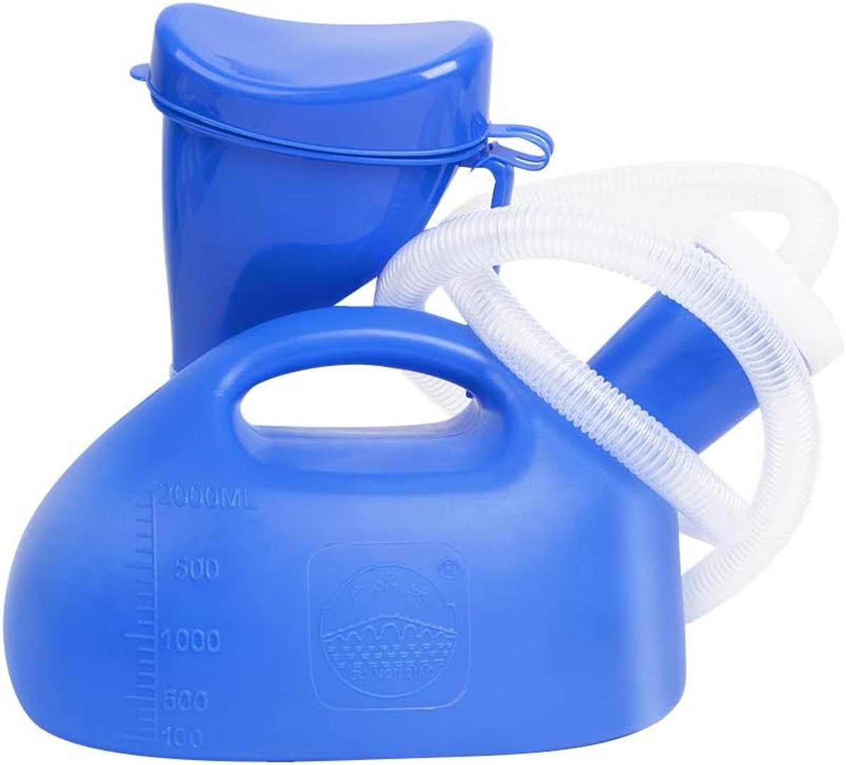 Uniseks urinefles 2000 ml voor mannen en vrouwen, lekvrij draagbaar reisurinaal, mobiel kamperen toilet voor volwassenen