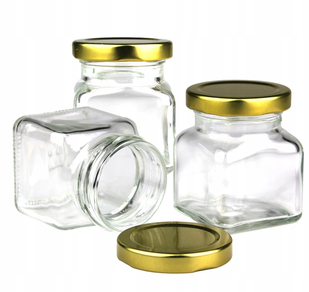 3x Glazen Potten met Gouden Deksel voor Kaarsen - 120 ml