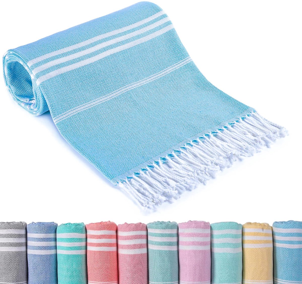Strandlaken Hamamdoek Strandhanddoek Badhanddoek Strand 90X200 Blauw - ShopVlot