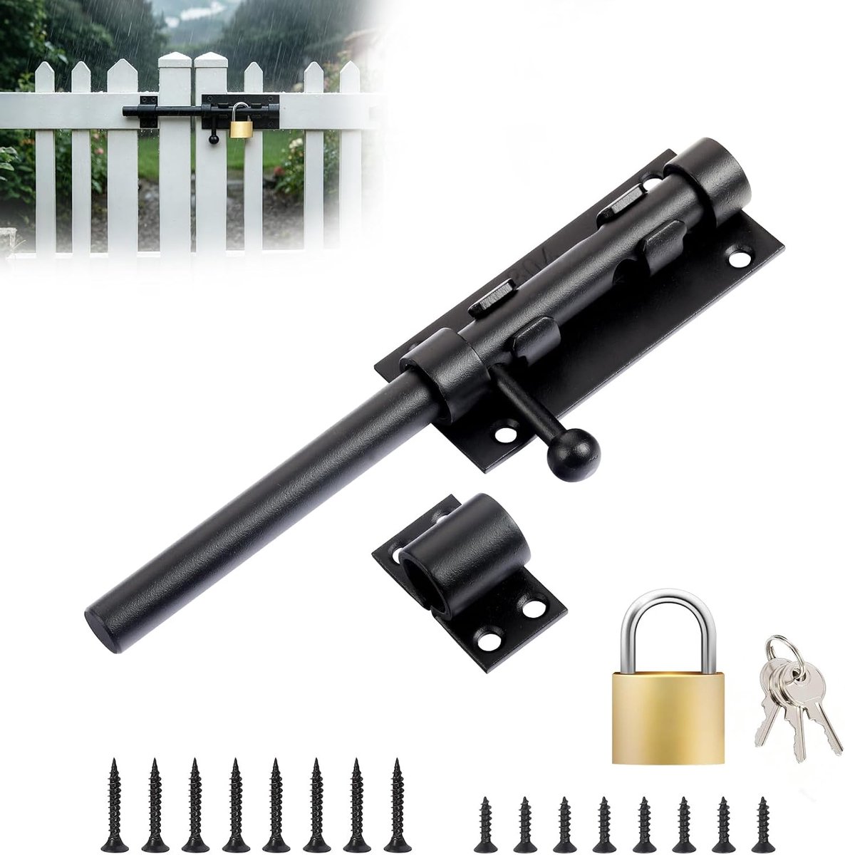 Deurgrendel 195mm - Roestvrij staal - Weerbestendig - Ideaal voor tuinpoort - ShopVlot