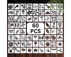 PALUMMA 60 stuks Botanische Dieren Stencils Set voor Schilderen, Herbruikbare DIY Vlinder & Bloem Tekening Sjablonen - ShopVlot
