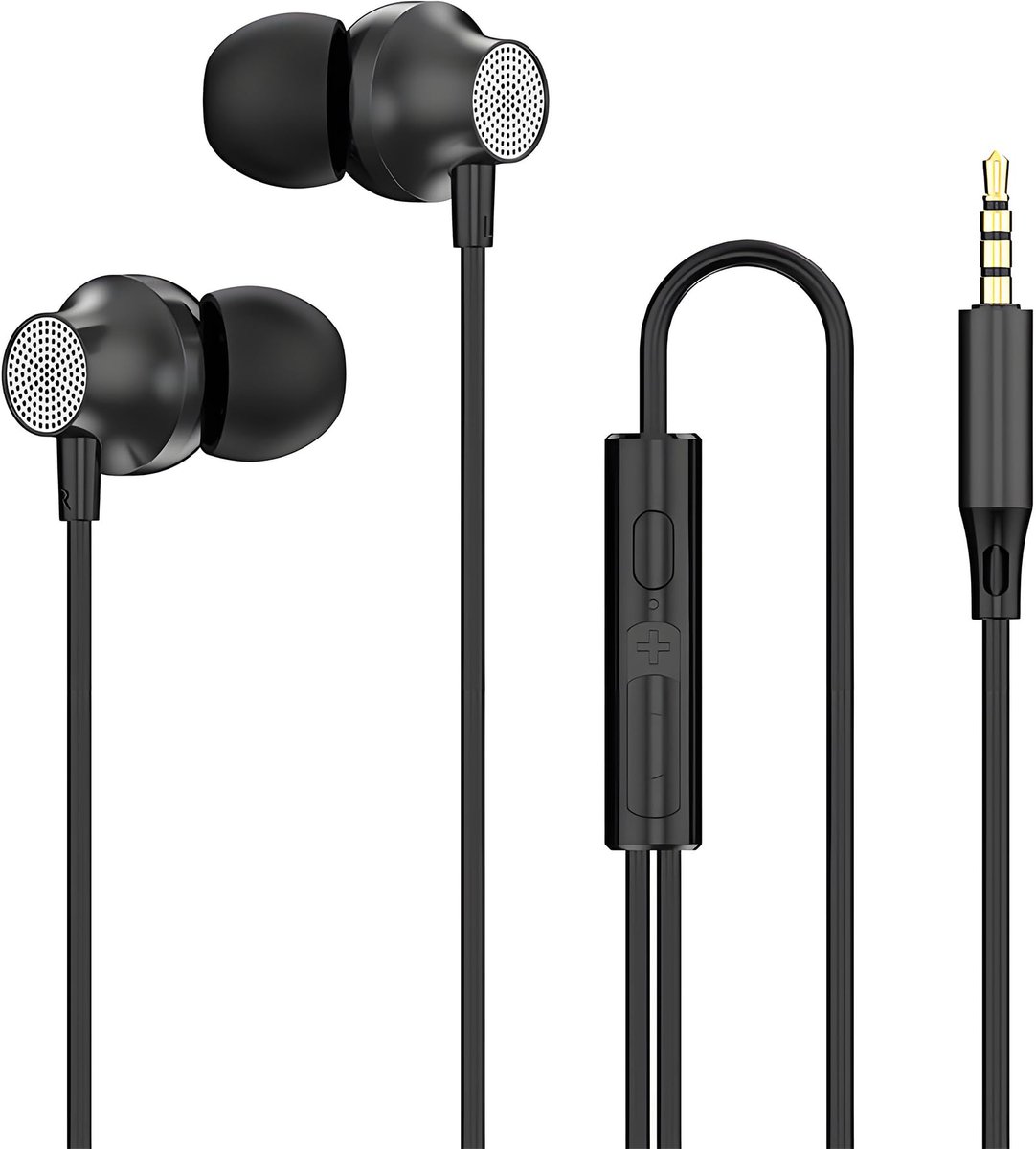 Lamkrtlp koptelefoon met kabel, koptelefoon met microfoon en volumeregelaar, 3,5 mm in-ear oortelefoon compatibel voor - ShopVlot