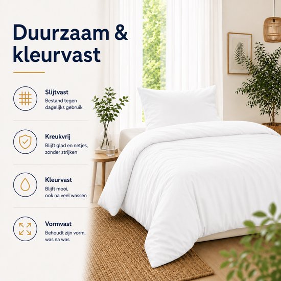 Komfortec Premium Dekbedovertrek 155x220 cm + Kussensloop 40x80 cm - 100% Microvezel - 90 g/m² - 2-Delige Superzachte Beddengoedset - met Rits - Wit van Komfortec — afbeelding 5