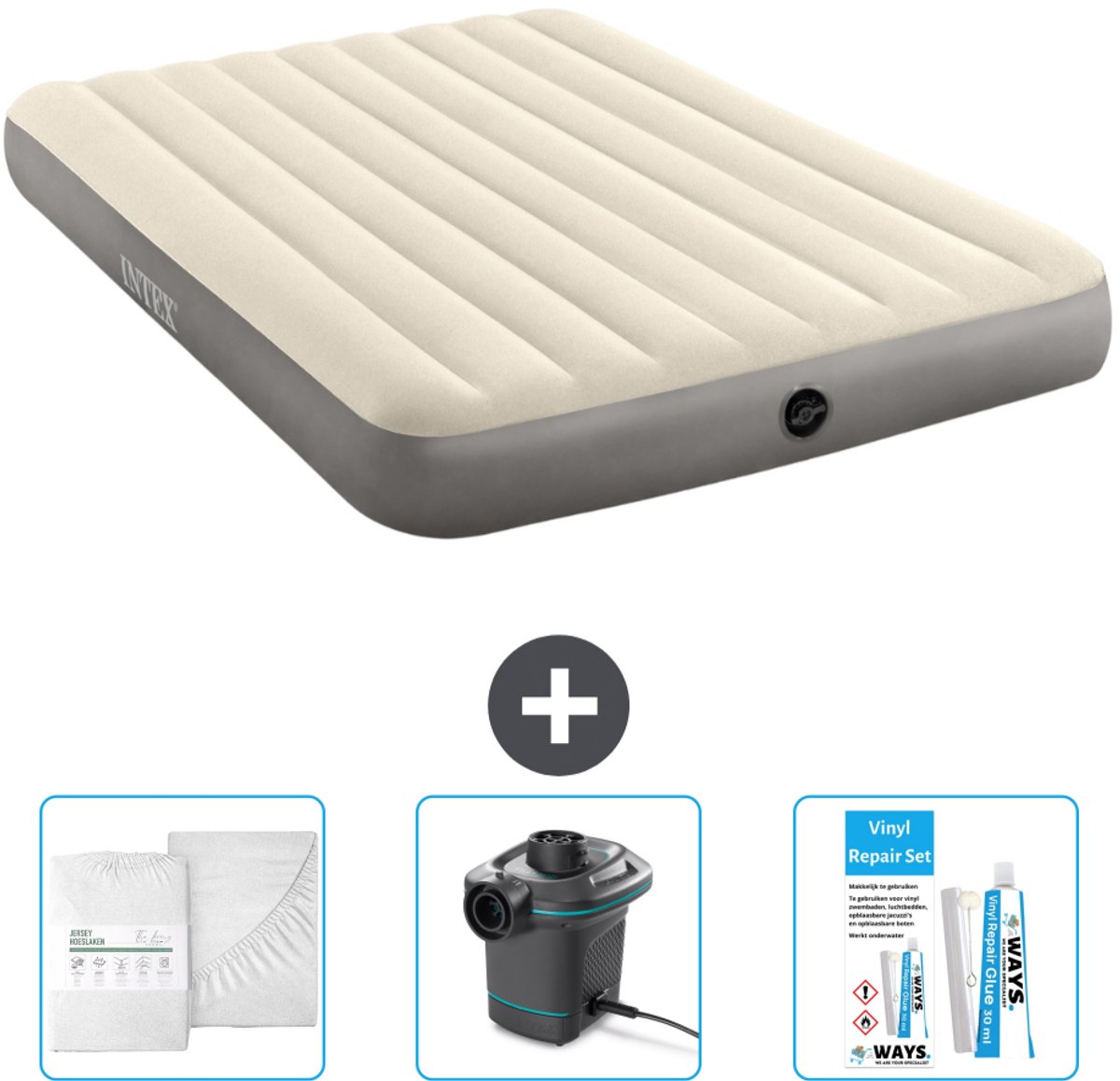 Intex Luchtbed - 2-Persoons - 152 x 203 x 25 cm - Beige - Inclusief Accessoires CB4