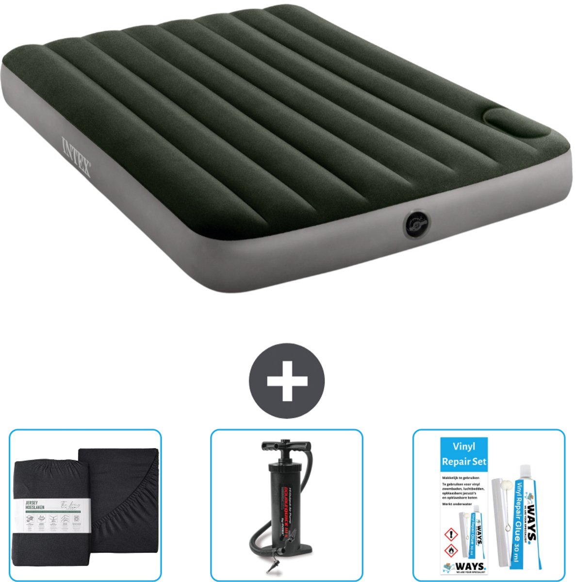Intex Luchtbed - Twijfelaar - 137 x 191 x 25 cm - Groen - Accessoires CB7