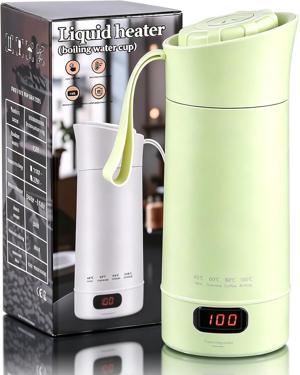 Elektrische Reiswaterkoker Matcha Groen 400 ml Compact en Draagbaar Voor Op Reis