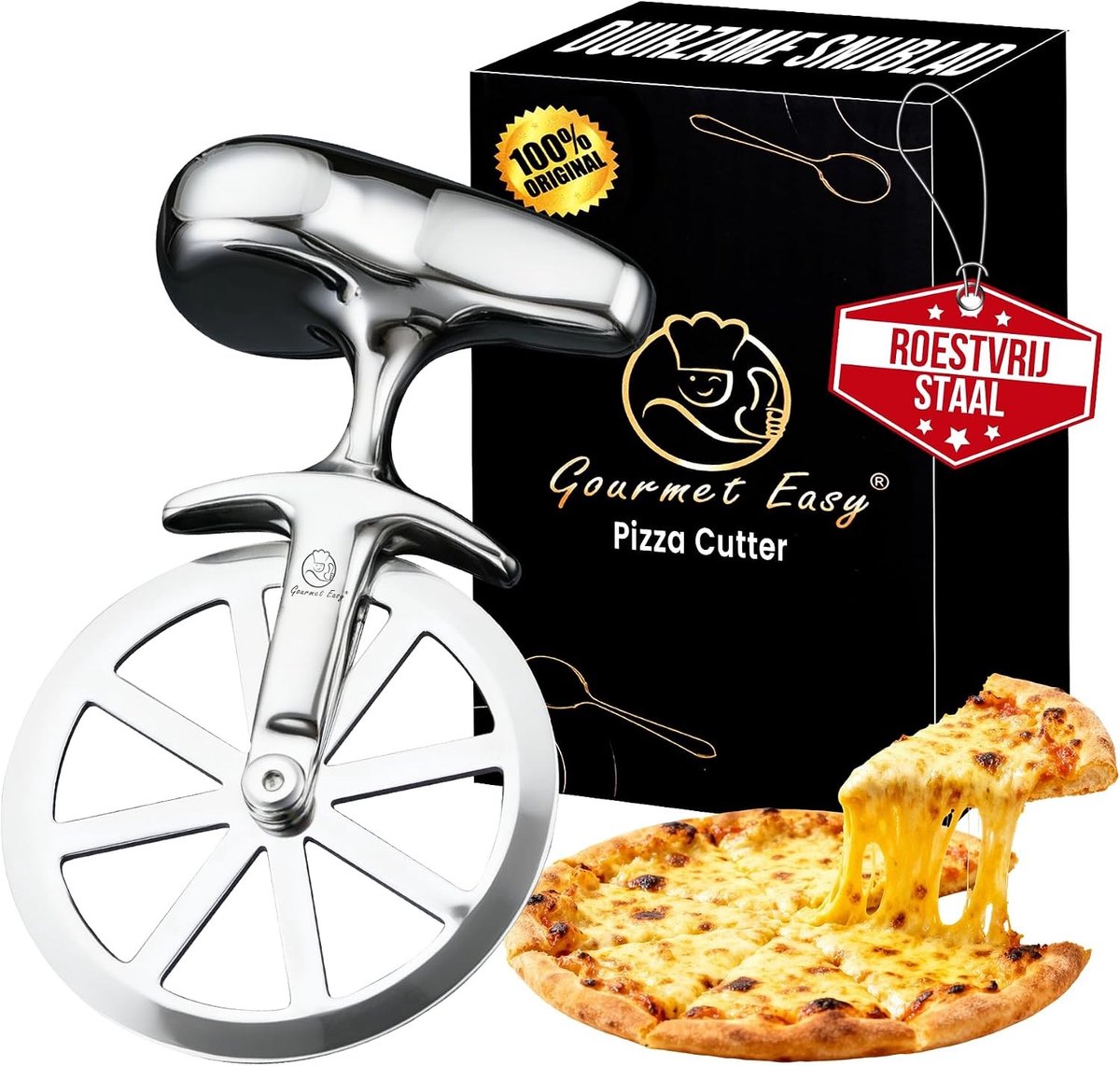 Pizzaschaar - Roestvrij Staal - 28 cm - Ergonomisch Ontwerp - Voor Pizza-Liefhebbers