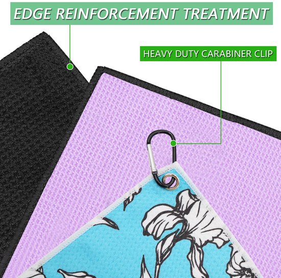 Golfhanddoeken 3 Pack - Microfiber Wafel Patroon - Tri-Fold 16"x16" - Sneldrogend met Heavy Duty Clip - Luxento — afbeelding 3