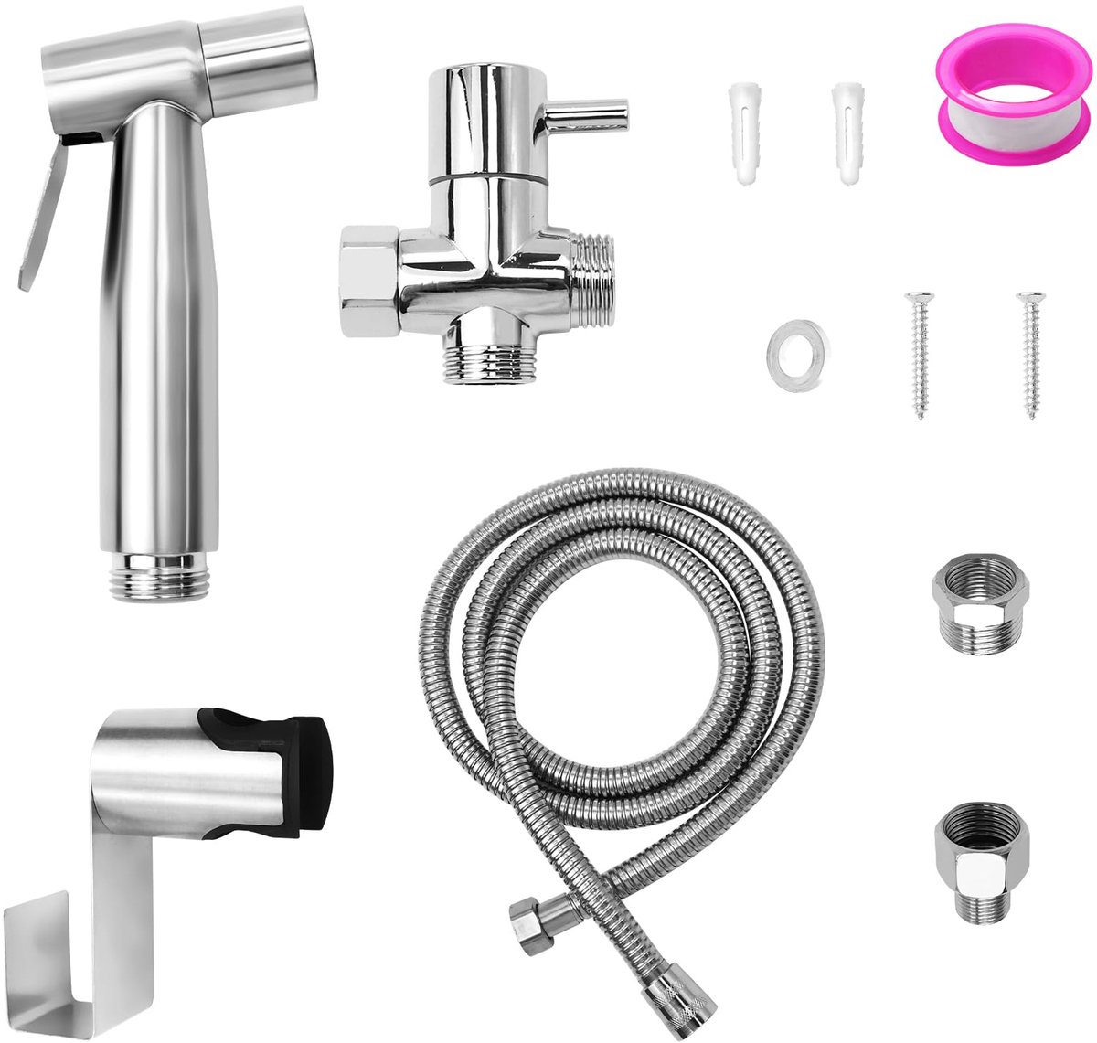 WC-handdouche complete set - zilver - sproeier voor persoonlijke hygiëne - dagelijkse douchekop - ShopVlot