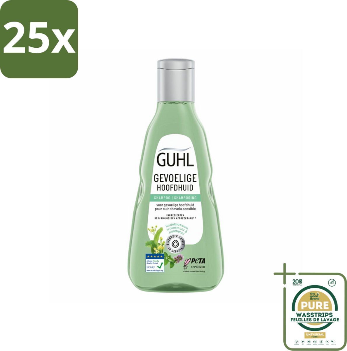 25 x Guhl - Shampoo - Gevoelige Hoofdhuid - 250 ml - Grootverpakking - Gevoelige Hoofdhuid Shampoo - Kalmerende Shampoo - Hoofdhuid Verzorging - Droge Hoofdhuid - Jeuk Op Hoofdhuid