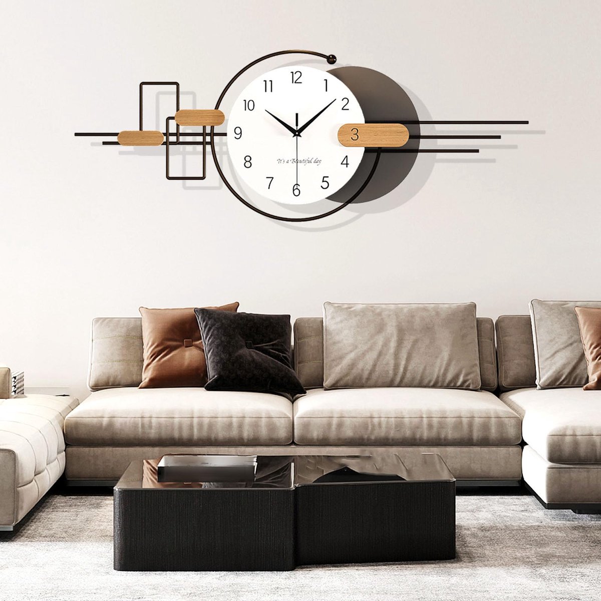 Wandklok groot XXL - minimalistisch design - stille wandklok - perfect voor woonkamer - ShopVlot