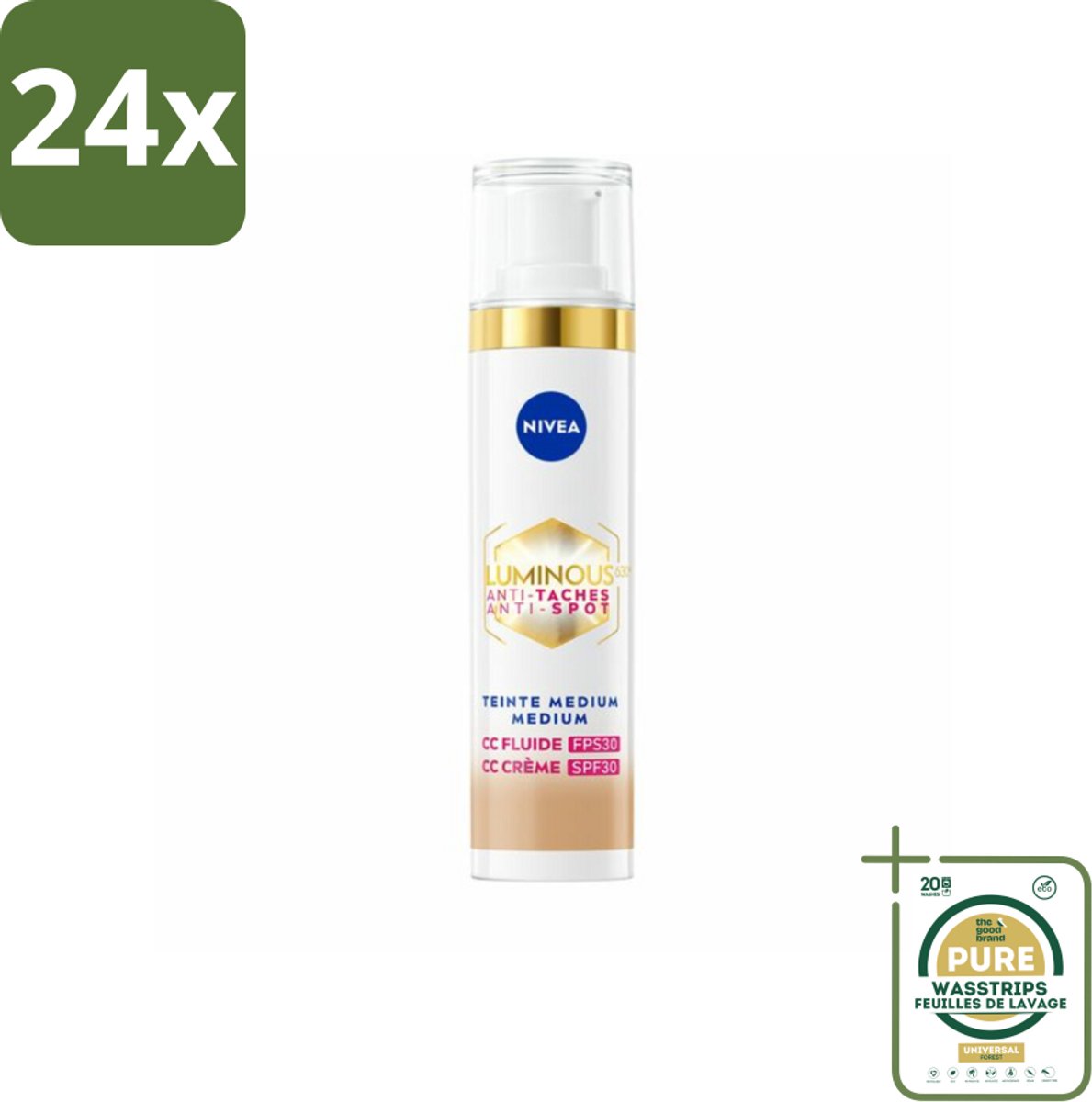 NIVEA - Cellular LUMINOUS630 CC Crème Medium - Gekleurde Dagcrème - Tegen Pigmentvlekken - SPF 30 - 40 ml - Voordeelverpakking - 24 stuks - CC cream - NIVEA Cellular LUMINOUS630