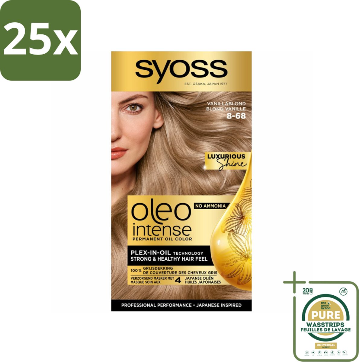 25 x SYOSS - Oleo Intense 8-68 Vanillablond - Haarverf - Zonder Ammoniak - Grijsdekking - Langdurige Kleur - Grootverpakking - Haarverf - Permanent Haarkleuring - Grijsdekking - Zonder Ammoniak - Haarverf Zonder Ammoniak