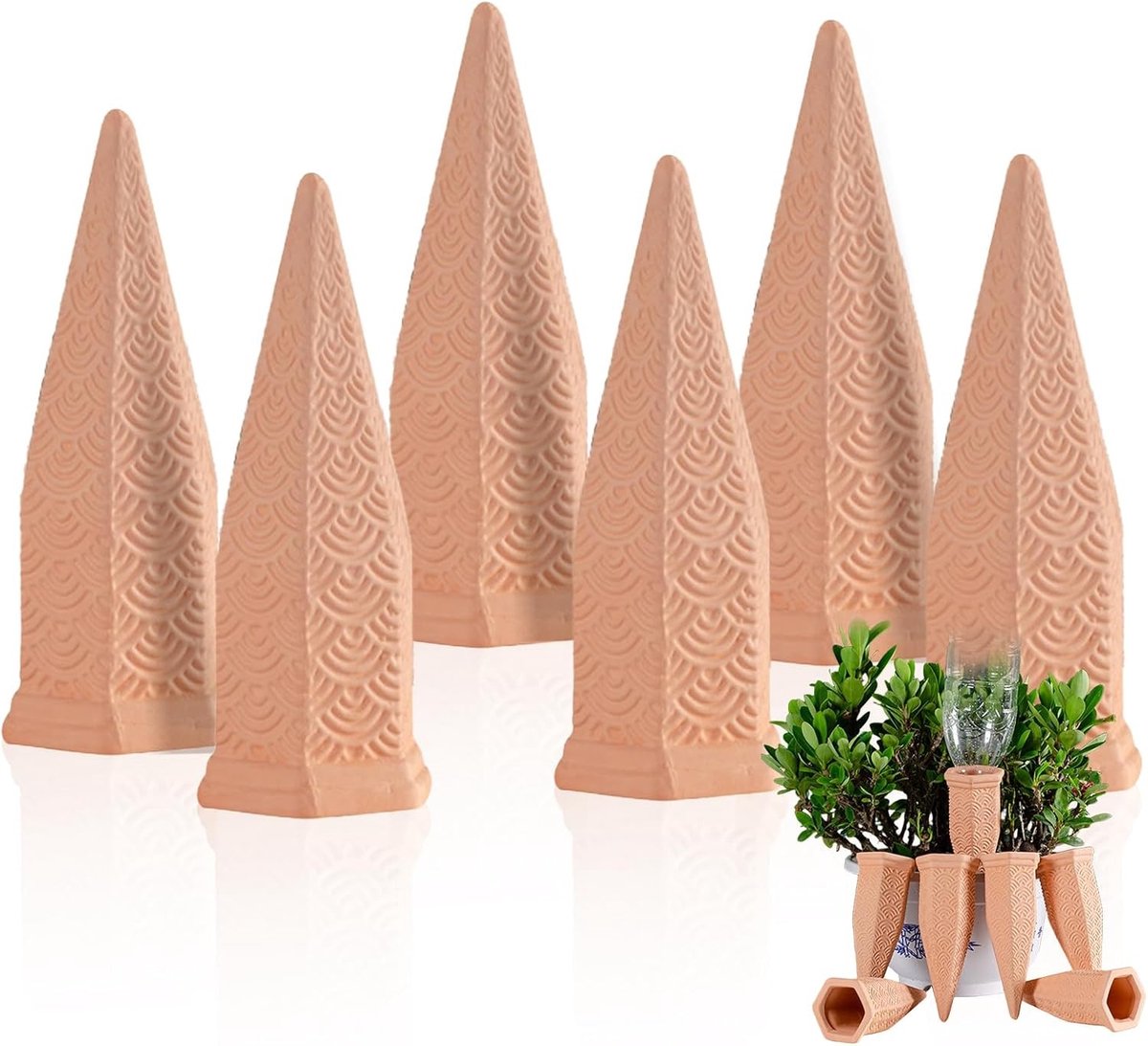 Plantenbewateringsapparaten - Bruin - 13,5 x 5,5 cm - Terracotta Zelfbewaterende Palen - Voor Binnen en Buitenplanten