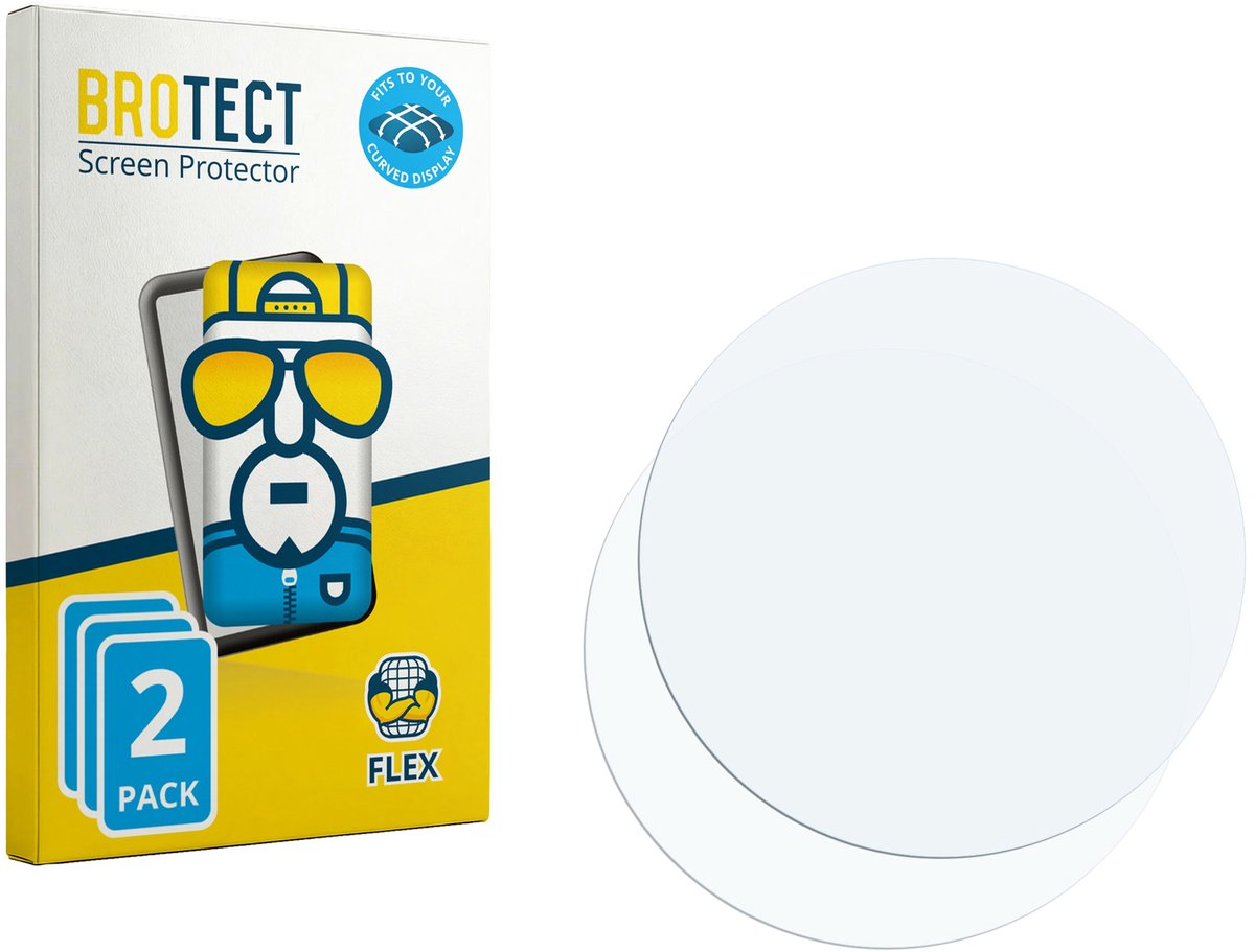 BROTECT - Screenprotector voor Horloges (Rond, ø: 41.5 mm) - Folie Beschermfolie transparant volledig dekking - 2 Stuks