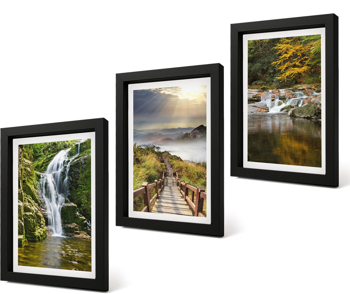 Coloray 4-Delige Schilderij Set - Watervallen, bergen, wolkenpaden en herfstgezichten - 20 x 30 cm - Wanddecoratie - Moderne Interieurdecoratie - Moderne Wanddecoratie