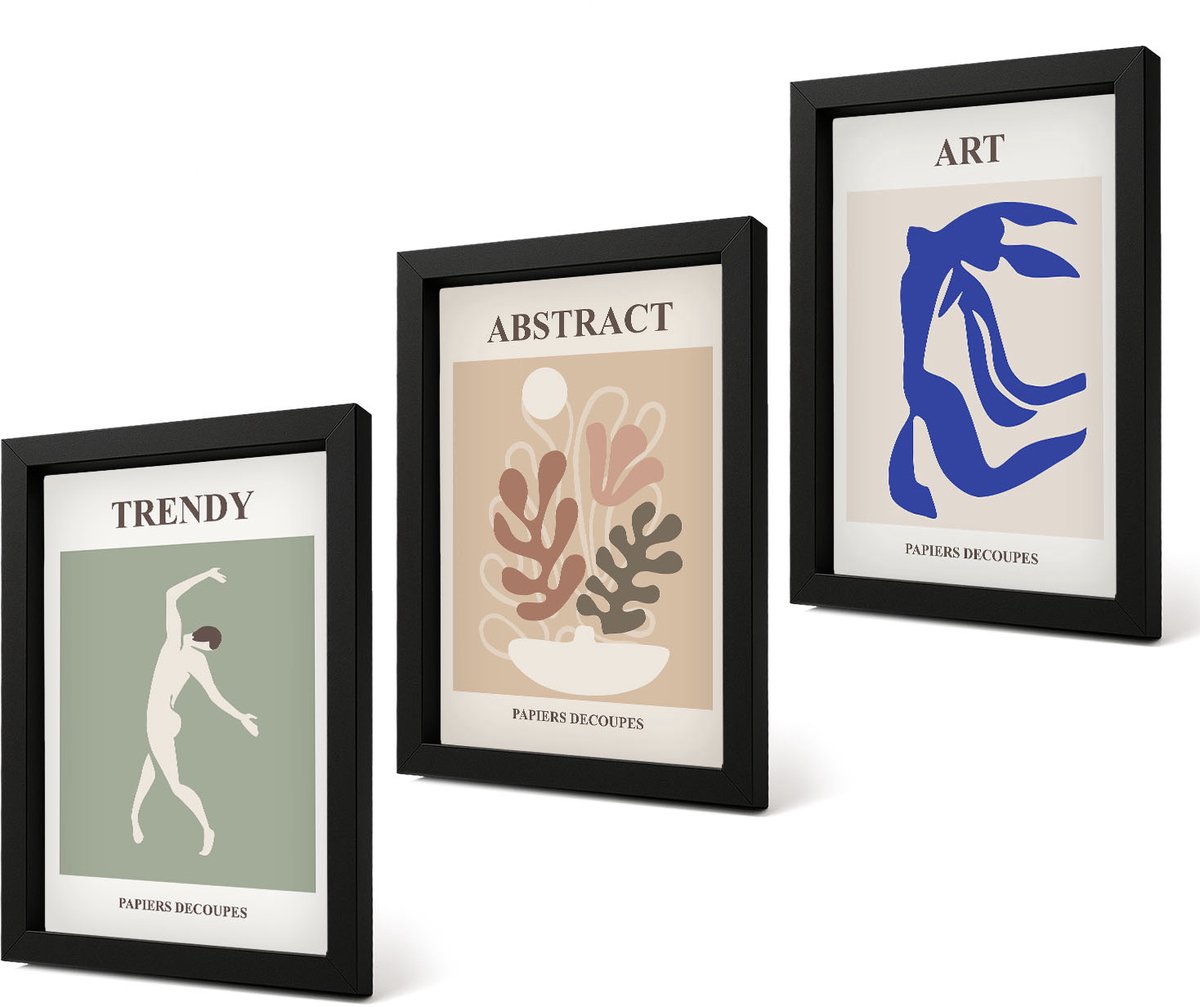 Coloray 4-Delige Schilderij Set - Stijlvolle figuren en plantenposters van Henri Matisse - 20 x 30 cm - Muurdecoratie - Decoratieve Schilderijen - Wohnzimmer - Stijlvolle Muurdecoratie
