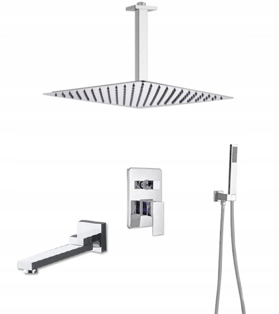 Onderbouw Doucheset met Regendouche 40cm, Handdouche & Kraan