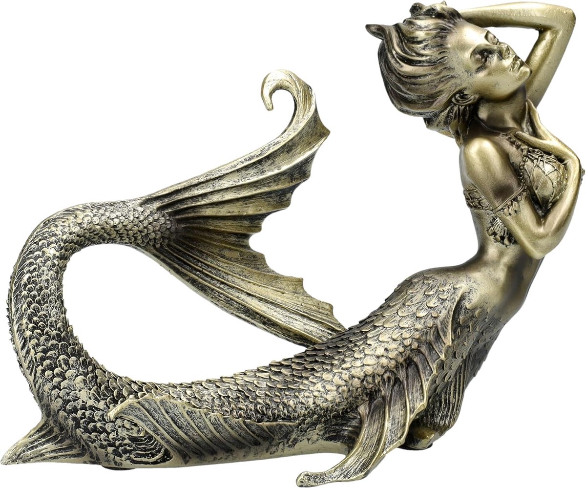 Mermaid Figure, Maritime Flowing Pose Decoration Figure, 12.5 cm - ShopVlot